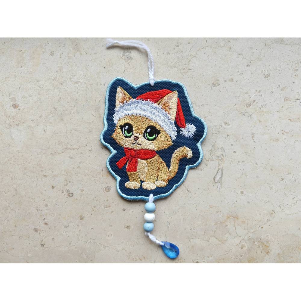 Katze Weihnachten Stickdatei 18-20x30cm – Niedliche Weihnachtskatze als Santa Claus Bild 5