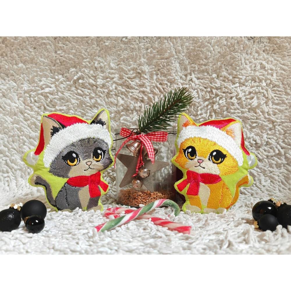 Katze Weihnachten Stickdatei 18-20x30cm – Niedliche Weihnachtskatze als Santa Claus Bild 8