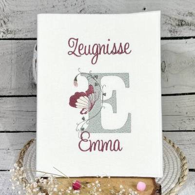 Mädchen Zeugnismappe Schmetterling Organizer Geschenk Mappe Zeugnisordner Filz mit Initialen Name personalisiert