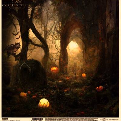 Bastelkarton Halloween – Bastelpapier, Wald, Kürbis – 31 x 32 cm, SL1199