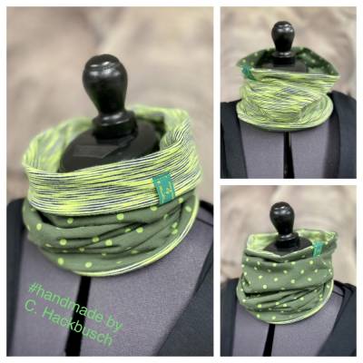 Loop Schal Schlauchschal Loopschal Tuch Wendeschal Jersey grün gestreift Punkte