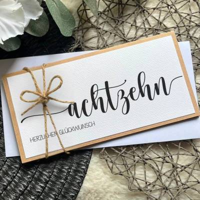 Glückwunschkarte zum 18. Geburtstag personalisiert -  Geburtstagskarte zum 18ten für Gutscheine & Geldgeschenk 