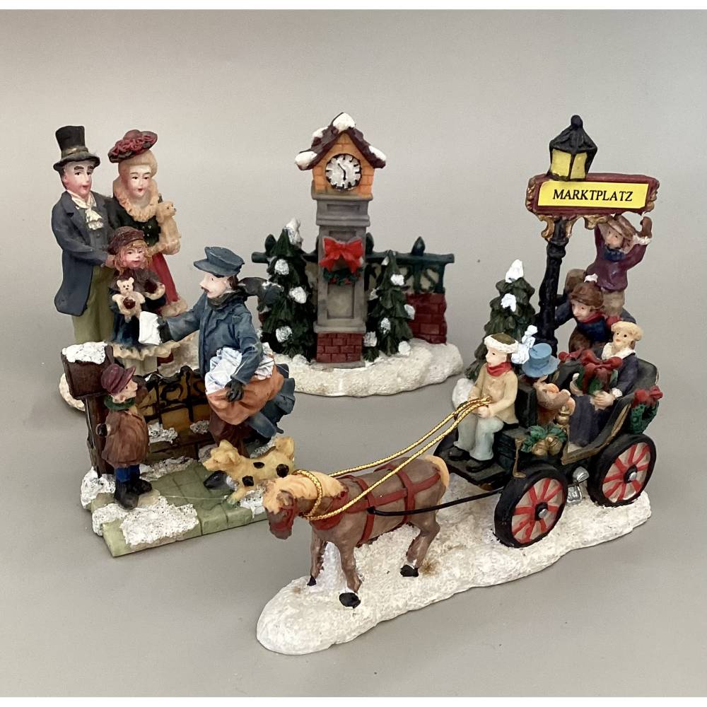 Deko-Figuren aus Polyresin für Weihnachtshäuser – Einzelverkauf, verschiedene Motive