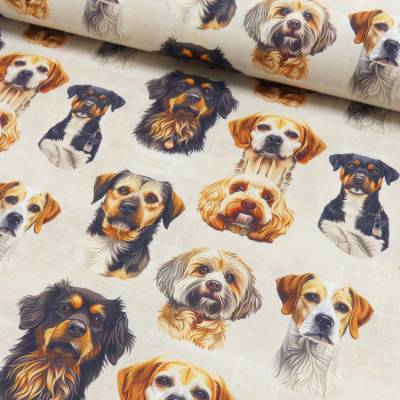 Baumwolle Baumwollstoff Hund creme Oeko-Tex Standard 100(1m /12,00€)