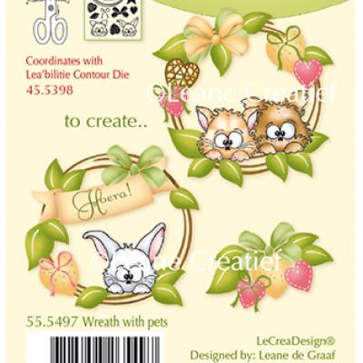Clearstamp, Leane Creatief, Wreath with pets, Kranz, Banner, Tiere, 55.5497