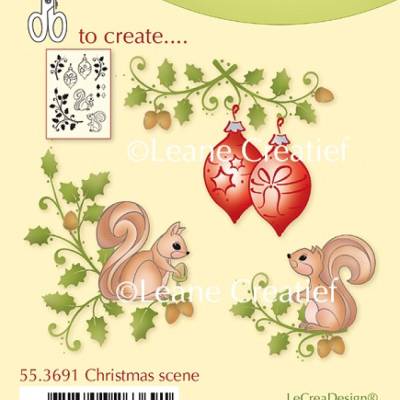 Clearstamp, Leane Creatief, Christmas scene, Weihnachten,Eichhörnchen, 55.3691