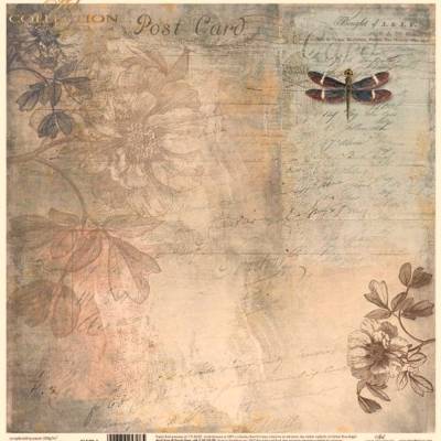 Bastelkarton "Nostalgie" – Bastelpapier, Blumen, Schrift  – 31 x 32 cm, SL0579