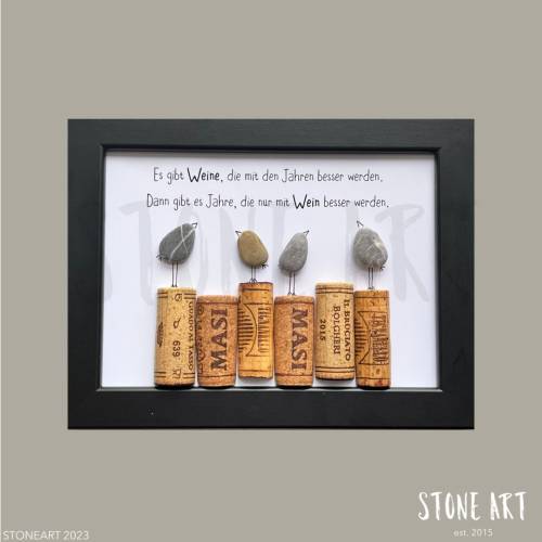 Wein Geschenk Steinbild "Es gibt Weine, die mit den Jahren.." Personalisiertes Unikat für Weinliebhaber  Deko & Geschenk