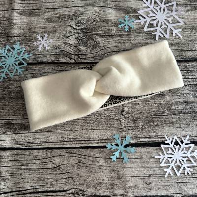 Knotenstirnband Beige Leo – Stirnband KU 55-58 cm – Stylisches Bandeau aus Baumwollvlies
