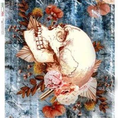 Reispapier, Decoupage, Serviettentechnik, Skull, Schädel, A5, Skull-0031