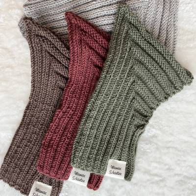 Pixie-Schlupfmütze Schalmütze Kinder Baby Strickmütze 100%Merinowolle KU 36-40-44-48-52 grau braun grün