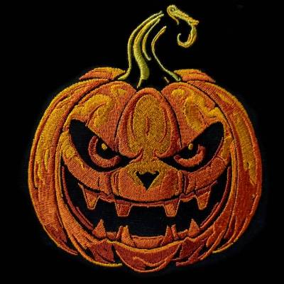 Kürbis lachend Lichteffekt Stickdatei 12-14x18cm – Perfekt für Halloween auf schwarzen Stoffen