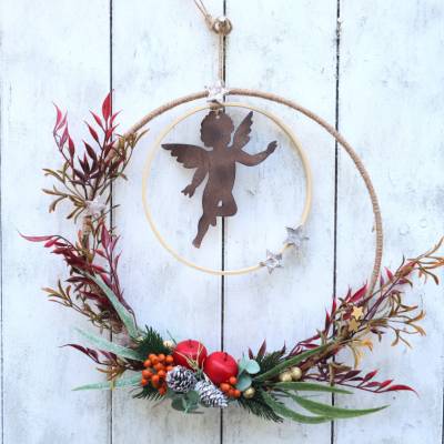 Weihnachtskranz Türkranz Loop Weihnachten Advent Dekoration Engel Kranz