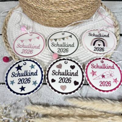 Schultüten Anhänger 2026 Schulkind Kunstleder Schultütenanhänger Regenbogen Sterne Herzen Schultüte Schulanfang
