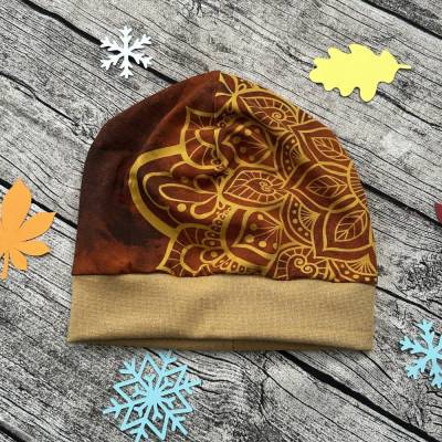 wunderschöne Mütze Beanie gr.56-58 Gold Glitzer Mandala