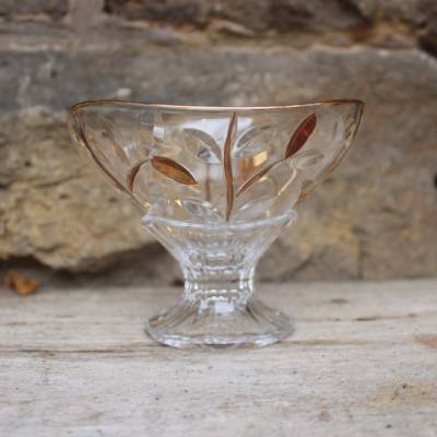 RCR Laurus Kristallschale Vintage mit Golddekor – Anbietschale/Fußschale