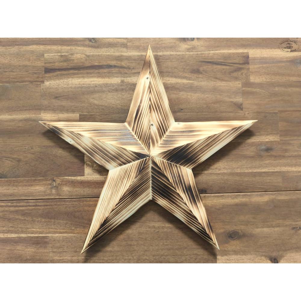 Holzstern in 3D-Optik, geflammt / Stern aus Holz