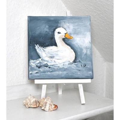 Acrylbild Gans handgemalt – Original Kunst Unikat 20 x 20 cm auf Leinwand