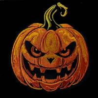 Kürbis lachend Lichteffekt Stickdatei 18x18cm bzw. 20x20cm – Perfekt für Halloween auf schwarzen Stoffen