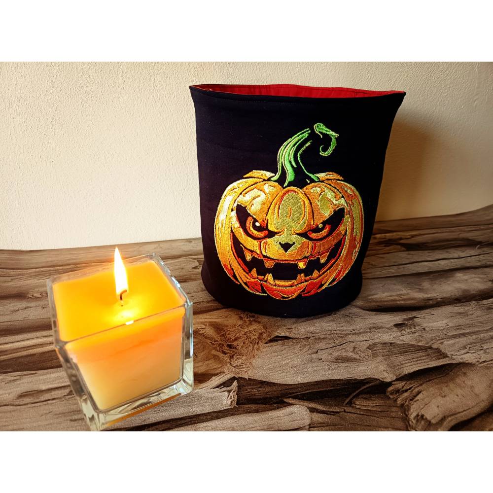 Kürbis lachend Lichteffekt Stickdatei 18x18cm bzw. 20x20cm – Perfekt für Halloween auf schwarzen Stoffen Bild 6
