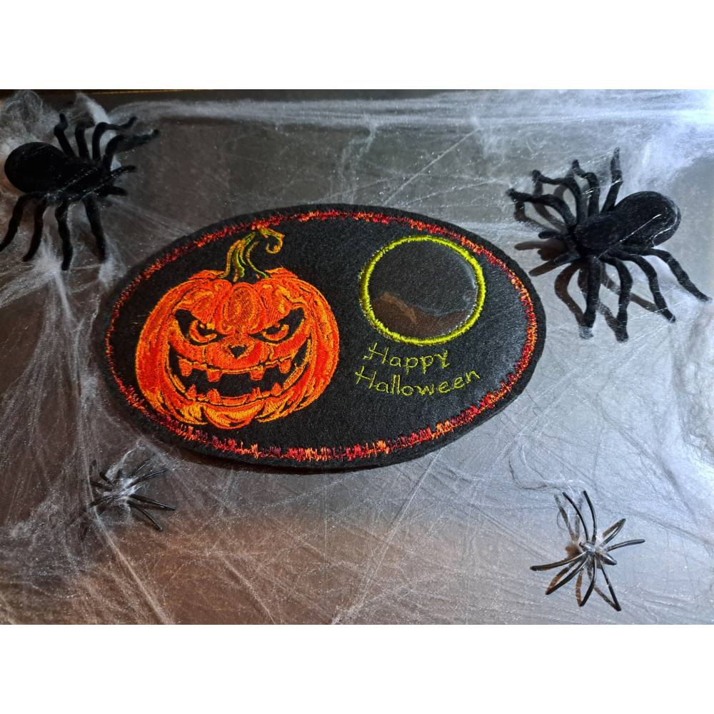 Kürbis lachend Lichteffekt Stickdatei 18x18cm bzw. 20x20cm – Perfekt für Halloween auf schwarzen Stoffen Bild 9
