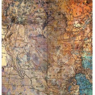 Transparentpapier, Karte von Nordamerika, Rost, A4, P0122