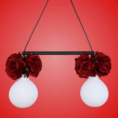Romantische Rosenlampe, handgefertigte Lampe mit Blumen, hängend für Schlafzimmer, Wohnzimmer und Jugendzimmer