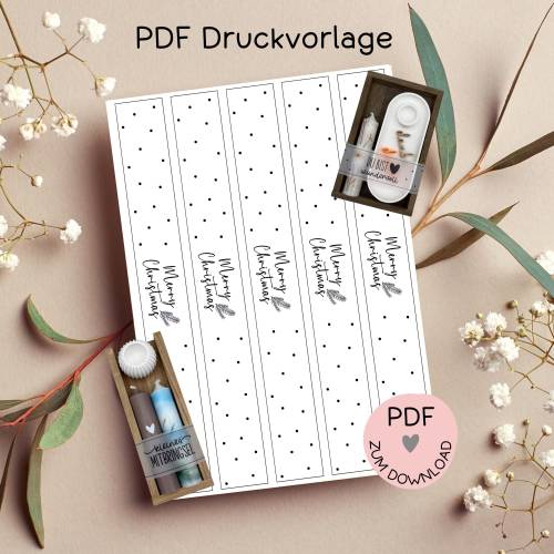 Banderole "Merry Christmas", PDF-Druckvorlage, zum ausdrucken u. auschneiden, A4, Banderolen z.B. f. Weihnachtsgeschenke