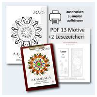 Ausmalkalender 2026 Mandala – PDF-Vorlage DIN A4 zum Ausdrucken & Gestalten
