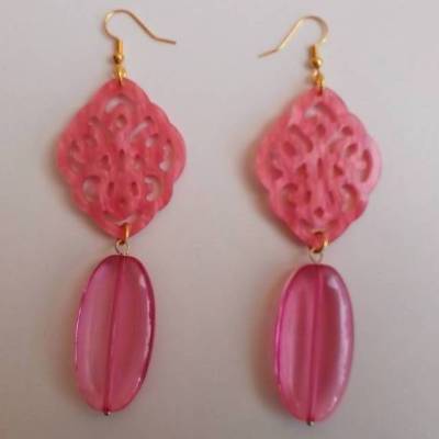 Trendiger Ohrschmuck pink  – Goldene Ohrringe für Damen