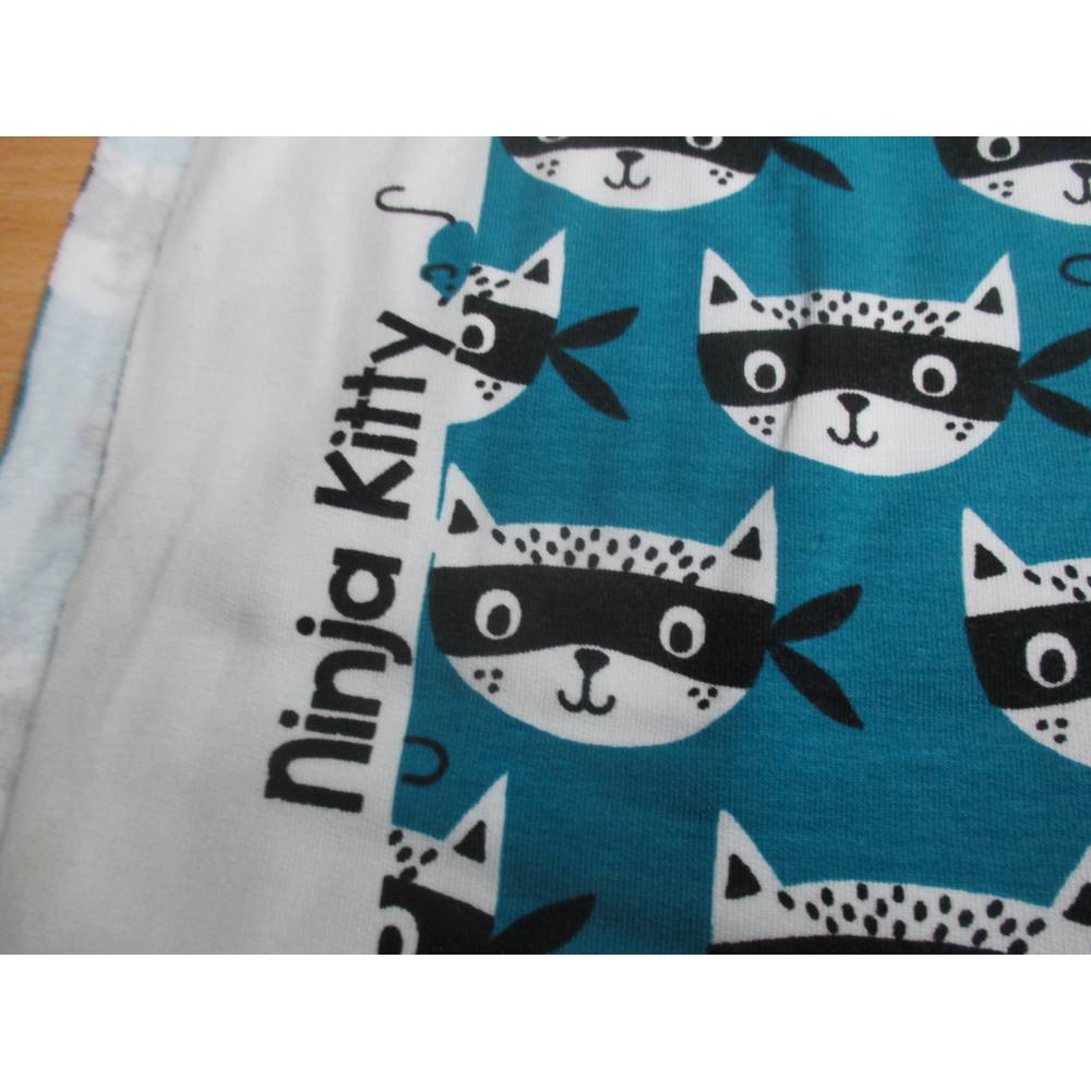 Sweat mit Ninja Kitty und Maus angeraut hellpetrol Oeko-Tex Standard 100 (1m/14,-€) Bild 2