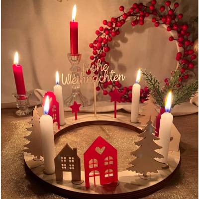 Nachhaltiger Adventskranz aus Holz modern | Weihnachtskranz aus Holz | Adventsdekoration nachhaltig