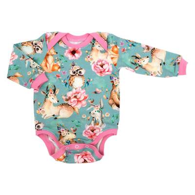 Body langarm "Waldtiere" Hase Fuchs Reh Eule & Bär - ab Frühchen Größen