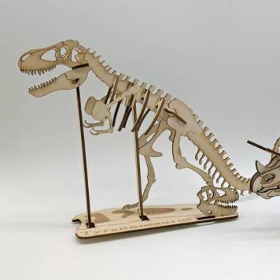 Lasergeschnittene personalisierte 3D Balsa-Holz Dino-Skelette – Dein ultimatives Sammelset