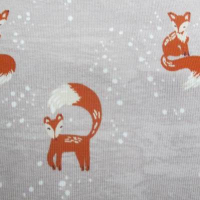 Rest:1.05m x 1,50m  Baumwolljersey, Fuchs Foxi Füchse beige Oeko-Tex Standard 100(1m/7,62€)