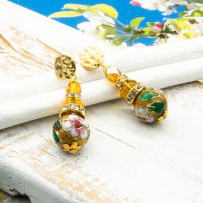 Elegante Ohrstecker, goldfarben, braun, Metallperlen, Ohrringe, handgemachter Unikatschmuck, Geschenkidee