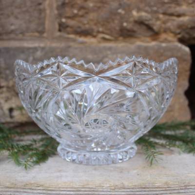 Schüssel 24% Bleikristall Ø 21,5 cm Schleuderstern Dekor Lausitzer Glas 60er 70er Jahre DDR