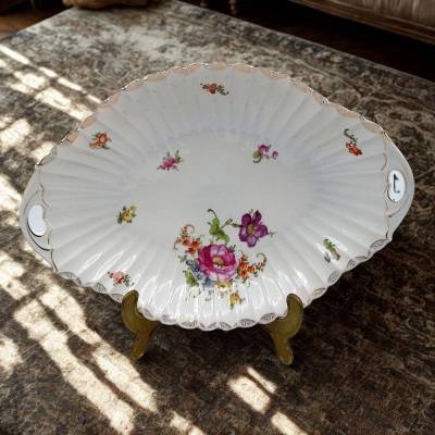 Porzellan Dekor Schale Blumen handgemalt Bauer & Pfeiffer Schorndorf Goldrand