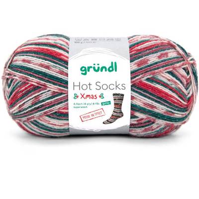 79,50 € / 1 kg Gründl ’Hot Socks Xmas’ mit Glitter Edition 1 Sockenwolle / Wolle 4-fädig / 4-fach Weihnachten X-mas