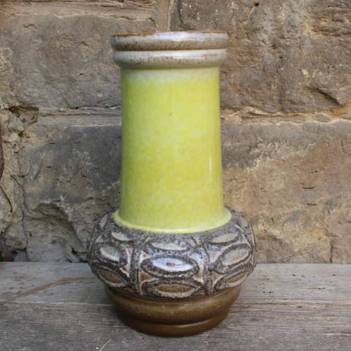 Vase Strehla 1418 Keramik Gelb Grau DDR 50er 60er Vintage 27 cm
