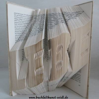 gefaltetes Buch "LEBE" als Geschenk, z.B. für Geburtstag / Weihnachten, oder als Dekoration im eigenen Zuhause