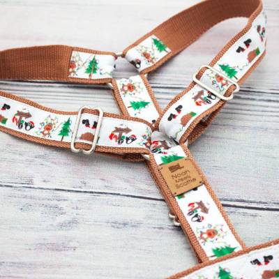 Hundegeschirr SANTA SQUAD – festliches Winterdesign mit Hunden, verstellbar, leicht und farbenfroh für Weihnachten