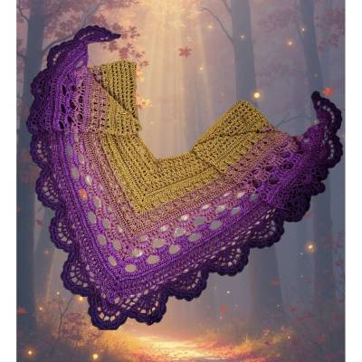 Häkelanleitung V-Schal Goldene Stunde: Herbstlicher Schal mit Licht & Schatten Muster