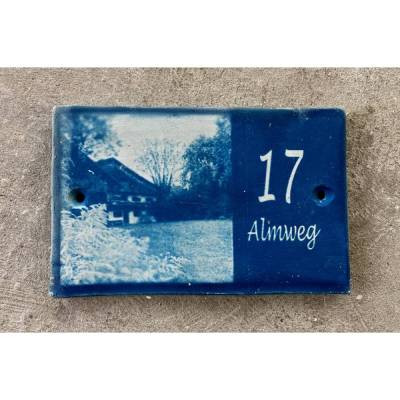 Personalisiertes Haus Türschild in Blau