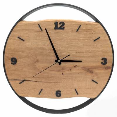 Wanduhren | Eiche | Massivholz | Funkuhr | Leises Uhrwerk | Modernes Design | Holzuhr | Unikat