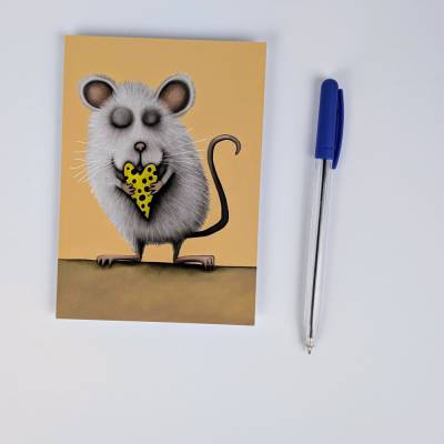 süße Postkarte mit weißer Maus - Din A6 Grußkarte - lustige Postkarte für Kinder