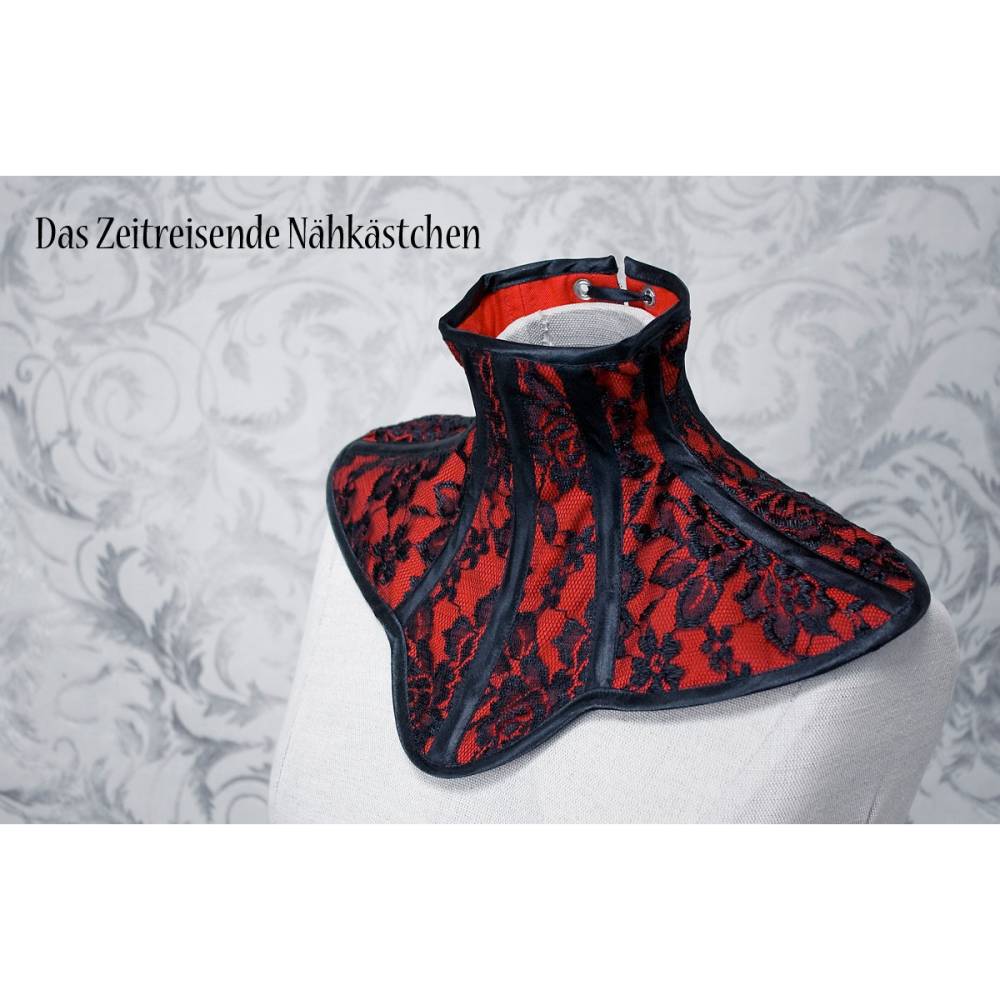 Gothic Halskorsett mit Blütenkante – romantischer Spitzenkragen, handgefertigt, wählbar in Rot, Blau, Schwarz oder Weiß Bild 4