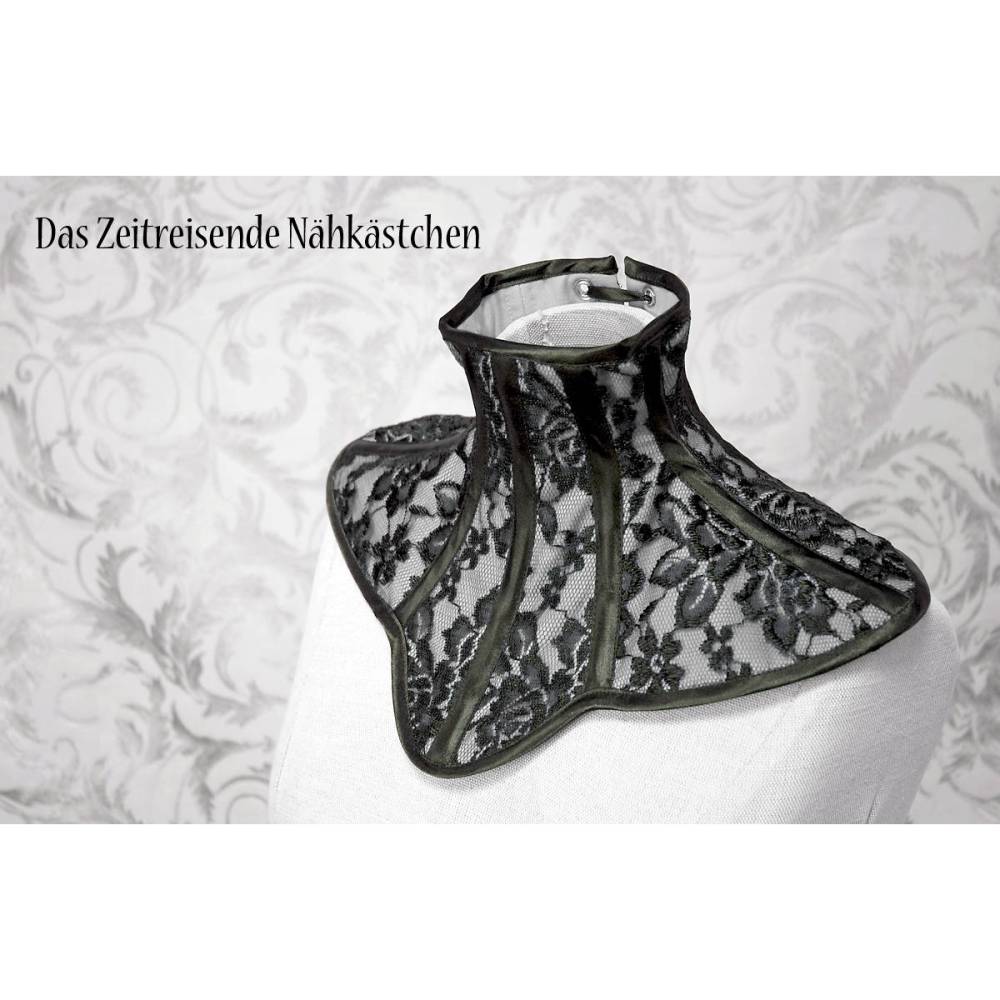 Gothic Halskorsett mit Blütenkante – romantischer Spitzenkragen, handgefertigt, wählbar in Rot, Blau, Schwarz oder Weiß Bild 6