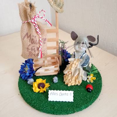 Geldgeschenk Maus mit Sackkarre & Geldsack – Originelle Deko für Geldgeschenke & Tischdeko