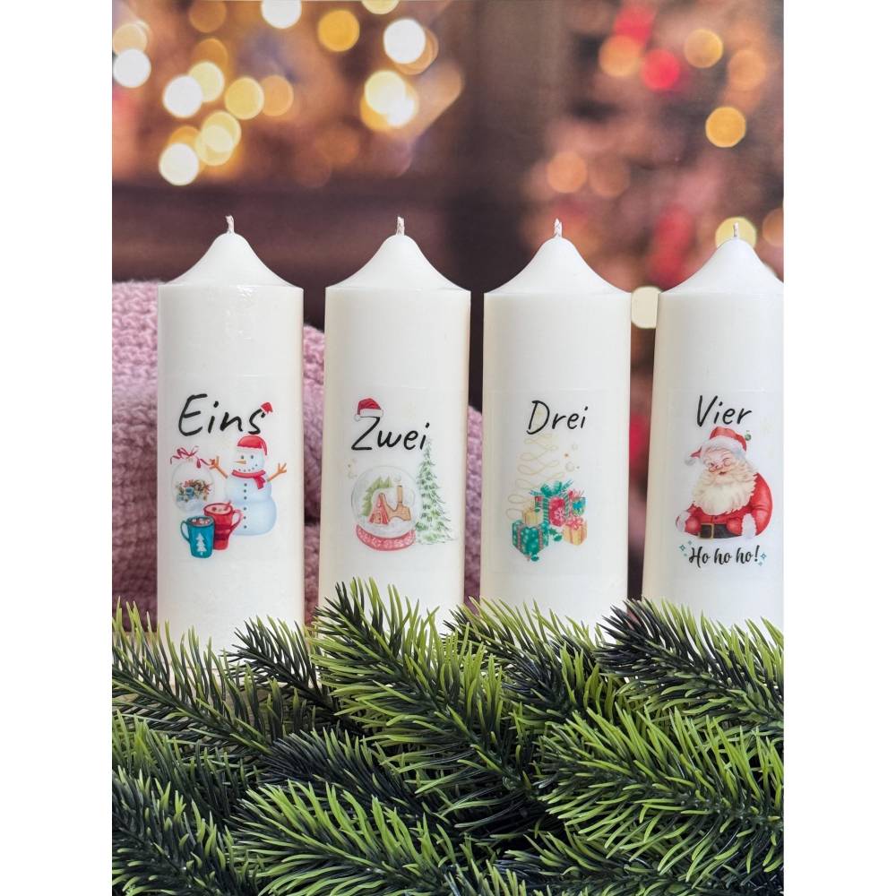 Adventskerzen aus Sojawachs | 4er Set ohne Duft